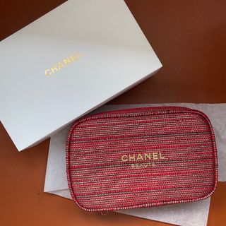 Chanel Beauty Red Cosmetic Makeup Bag Pouch VIP Gift New in Box- 19cm x 12cm