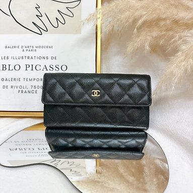 Chanel Caviar Leather Long Continental Wallet, Luxury, Bags