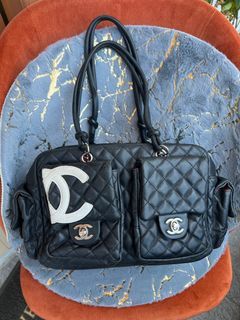 Chanel 2004-2005 Beige Calfskin Cambon Ligne Bowling Bag 27