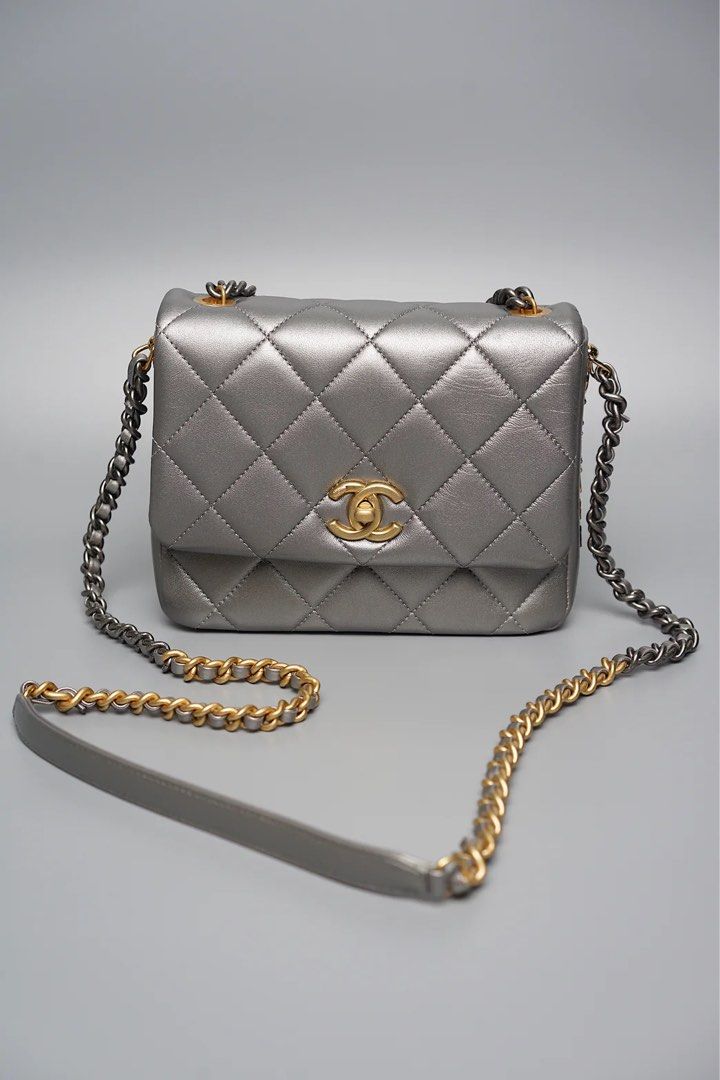 Chanel Mini Flap Bag in Silver Luxury Bags Wallets on Carousell