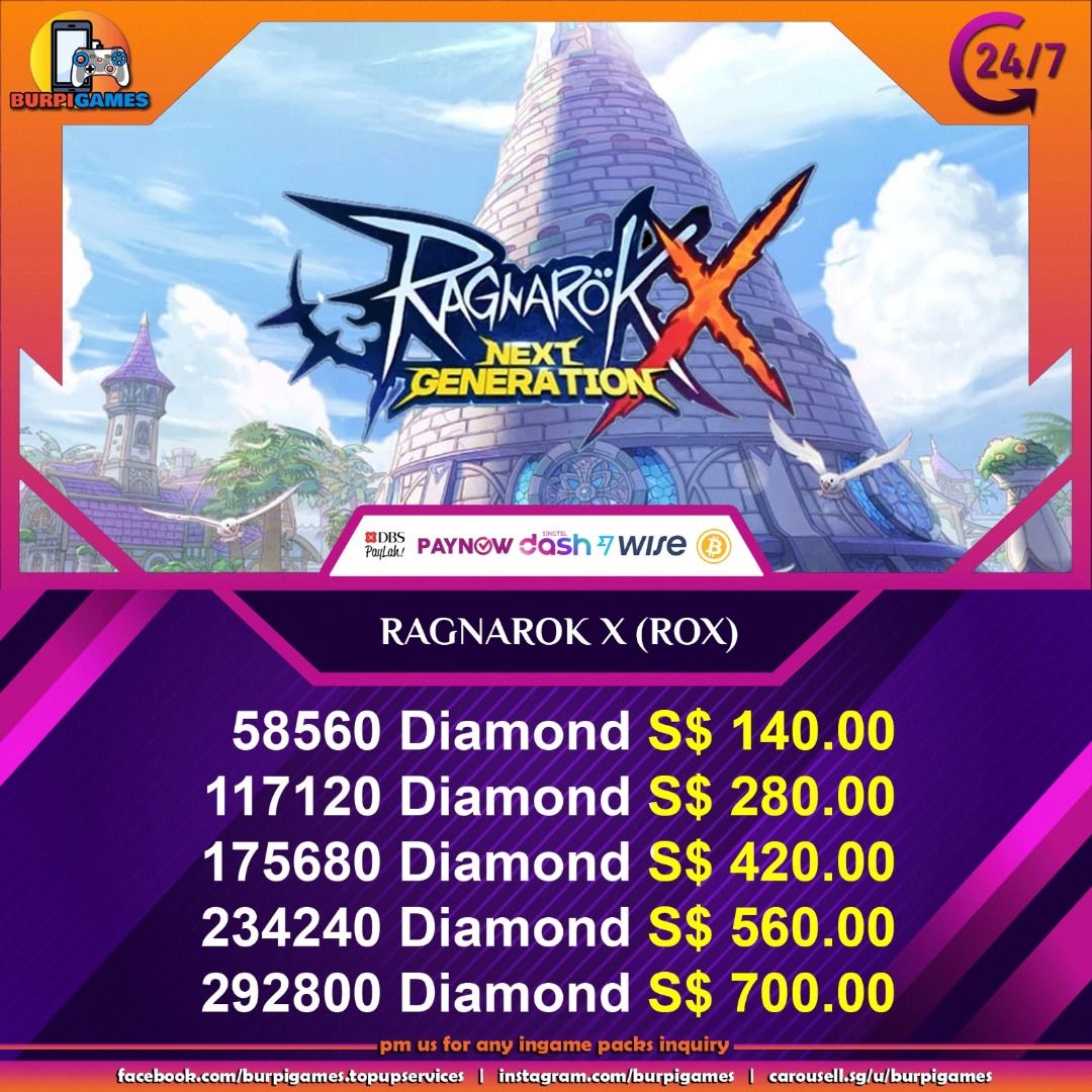 CHEAPEST RAGNAROK X ROX DIAMOND TOPUP VIA ID l ROX l RAGNAROK X