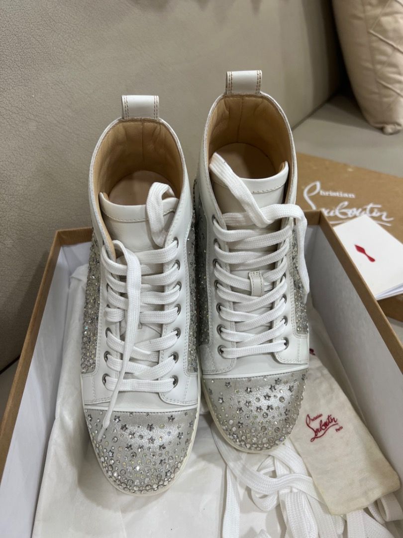 Christian louboutin galaxtidonna flat Metal sneakers shoes 37.5 Women s Fashion Footwear Sneakers on Carousell