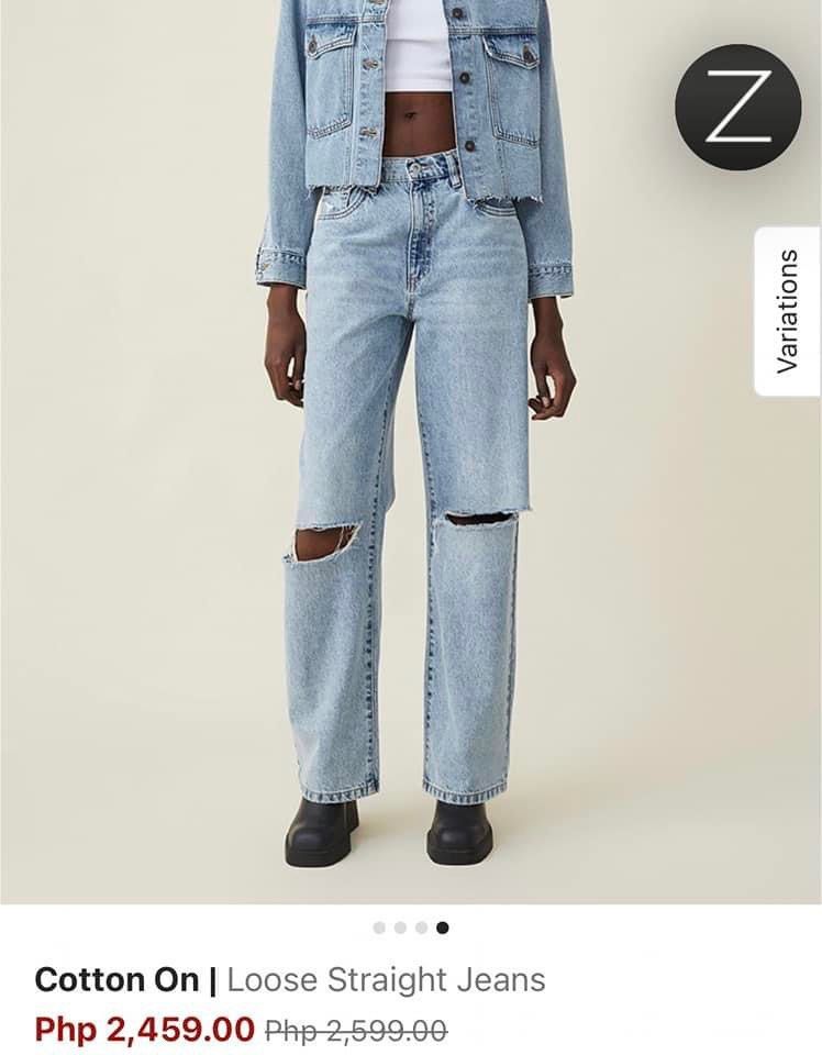 COTTON ON TATTERED JEANS (Category: Other Bottoms) located in Manila. Submitted by galstuff (Listing ID 1236565186, Image 1). Description: 24, 28,30,32,34 have sizes 40-41 L.