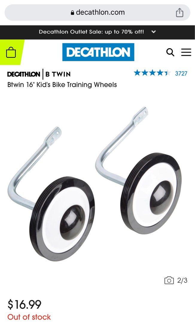 Decathlon Btwin 16" Kids' Bike Training Wheels, Sports Equipment