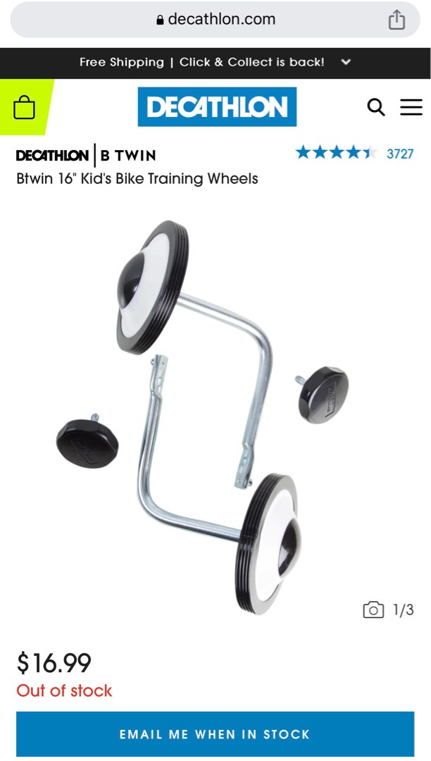 Decathlon Btwin 16" Kids' Bike Training Wheels, Sports Equipment