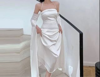elegant silk brand new white dress gown off shoulder