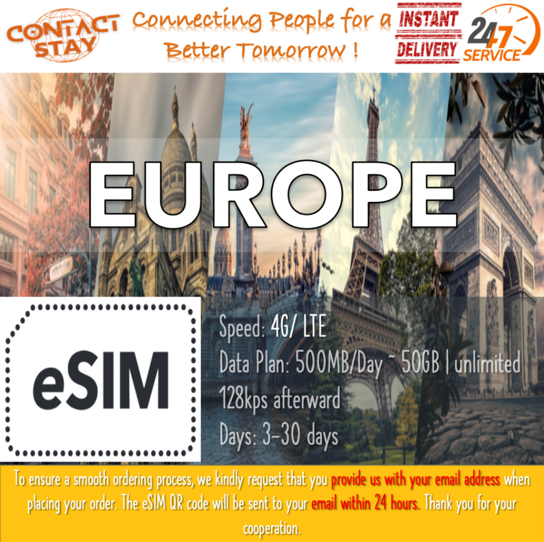 eSIM for EUROPE Unlimited Data, Mobile Phones & Gadgets, Mobile