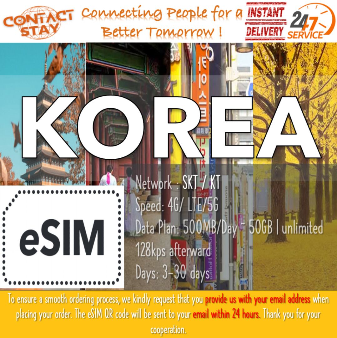 [eSIM] KOREA Unlimited Data, Mobile Phones & Gadgets, Mobile & Gadget Accessories, Other