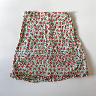 Floral blue skirt lettuce micro mini