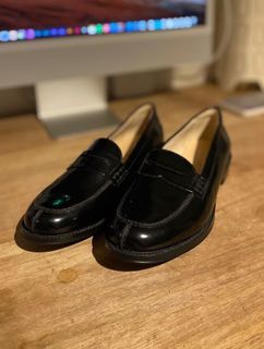 Girdear Shiny Black Penny Loafers
