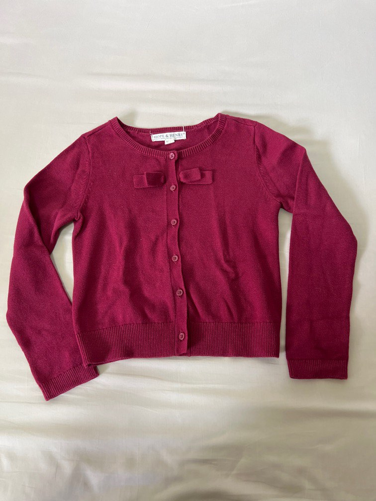 Girls maroon cardigan 100 organic cotton size S Babies Kids