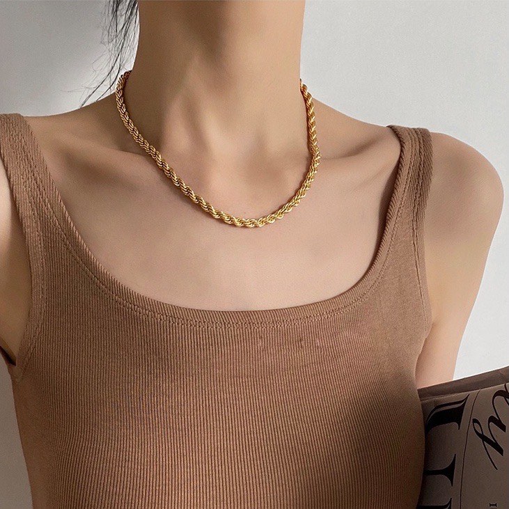 Gold Rope Chain Necklace Women s Fashion Jewelry Organisers