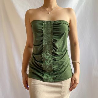 Green laced tube top