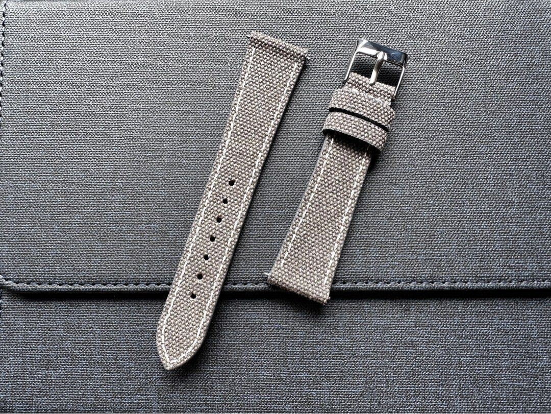 Grey black canvas watch strap in 20mm 19mm Luxury Watches on