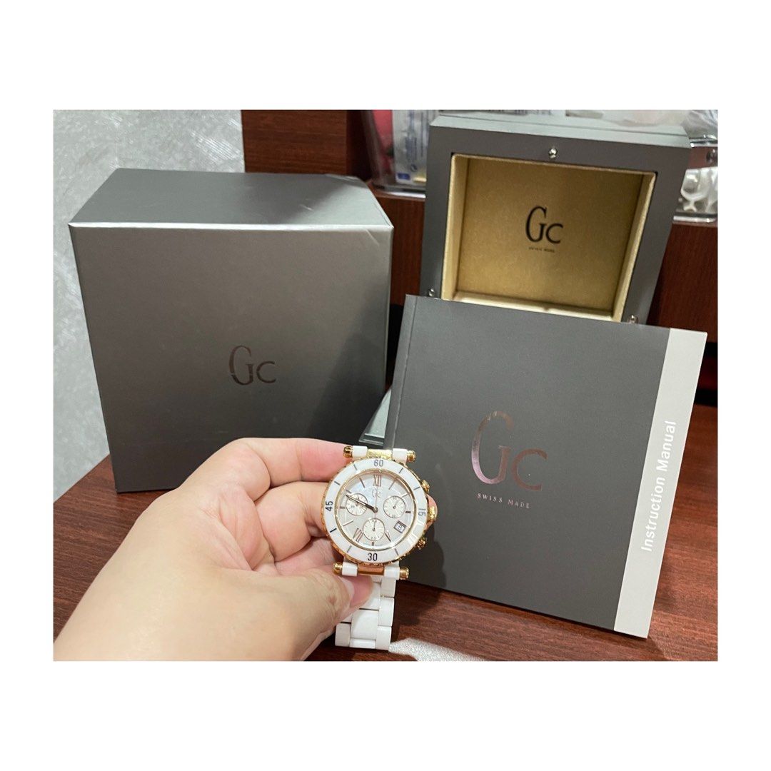 Guess Collection GC Original Chrono Ceramic White Rose Gold Fesyen Wanita Jam Tangan di Carousell