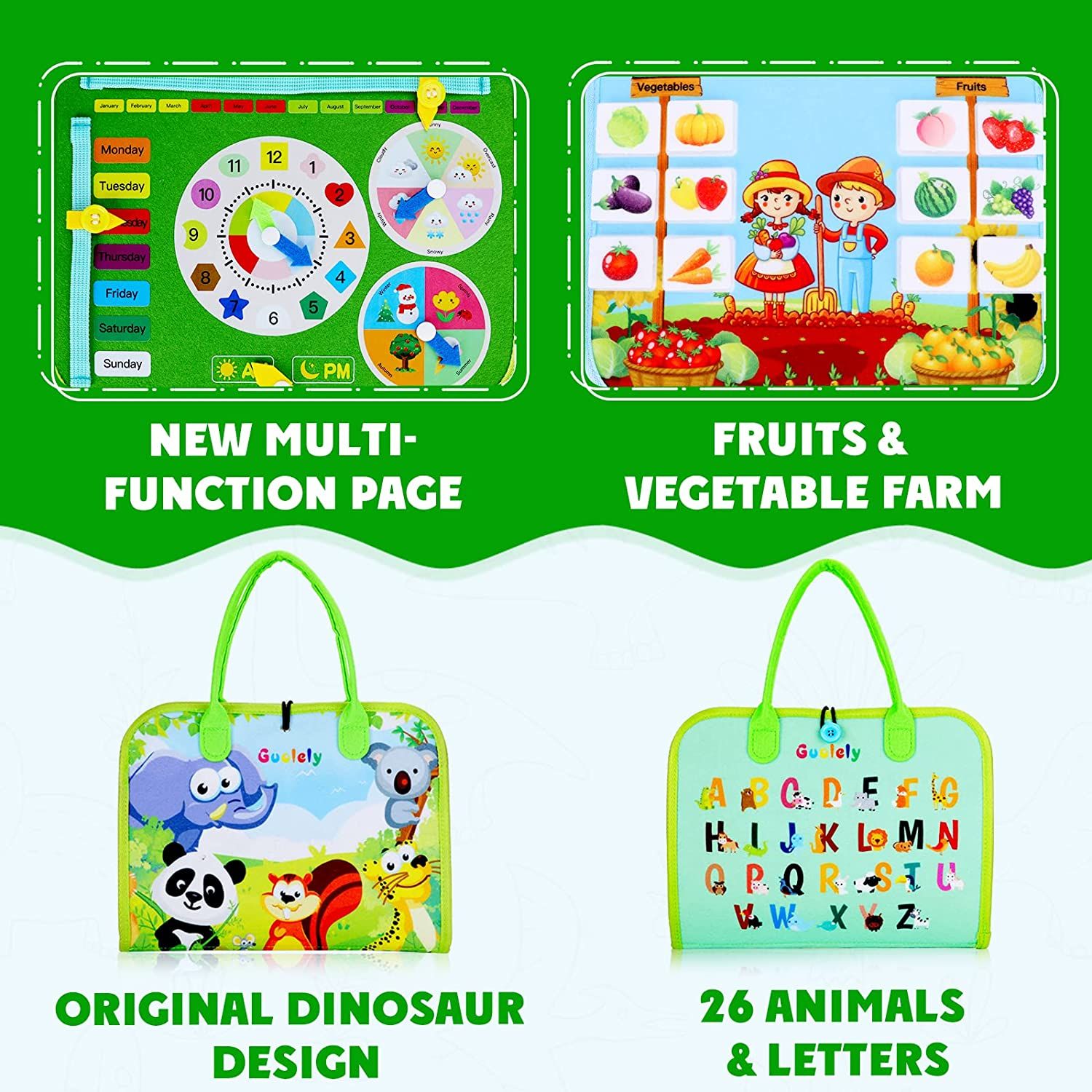 Guolely Busy Board Montessori Toys, Toddlers Travel Toy, Preschool Learning Activities