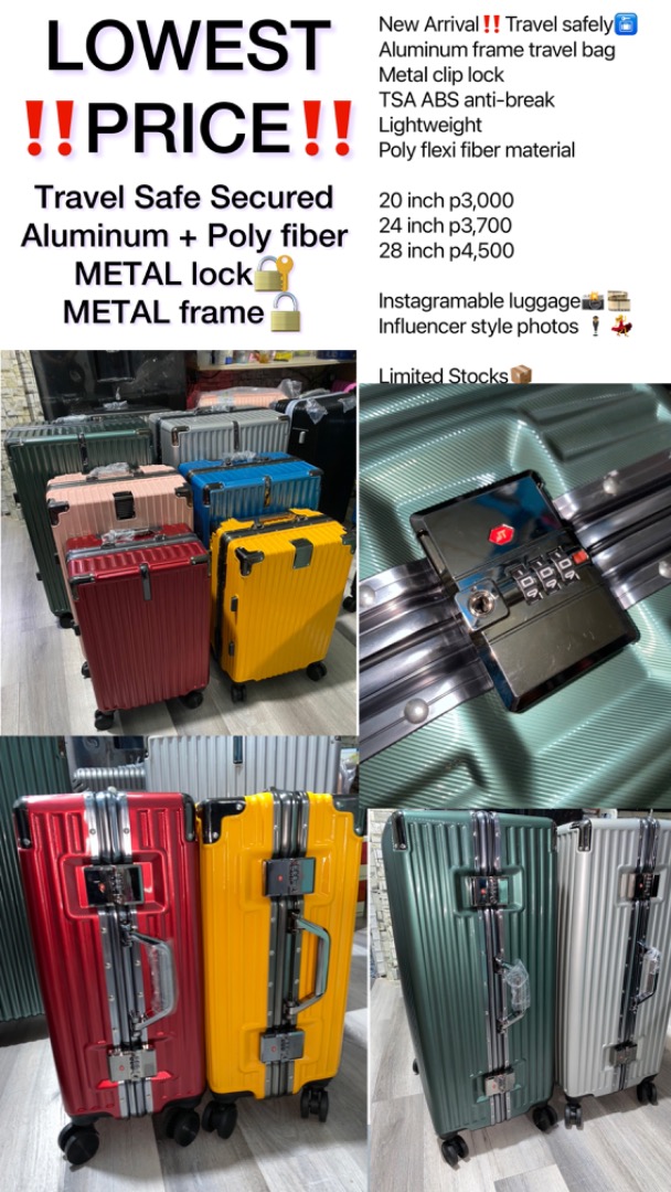 Heavyduty luggage bag travel suitcase metal lock aluminum type