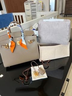 Hermes Personal Birkin Sellier bag 25 Craie/Etoupe grey Epsom