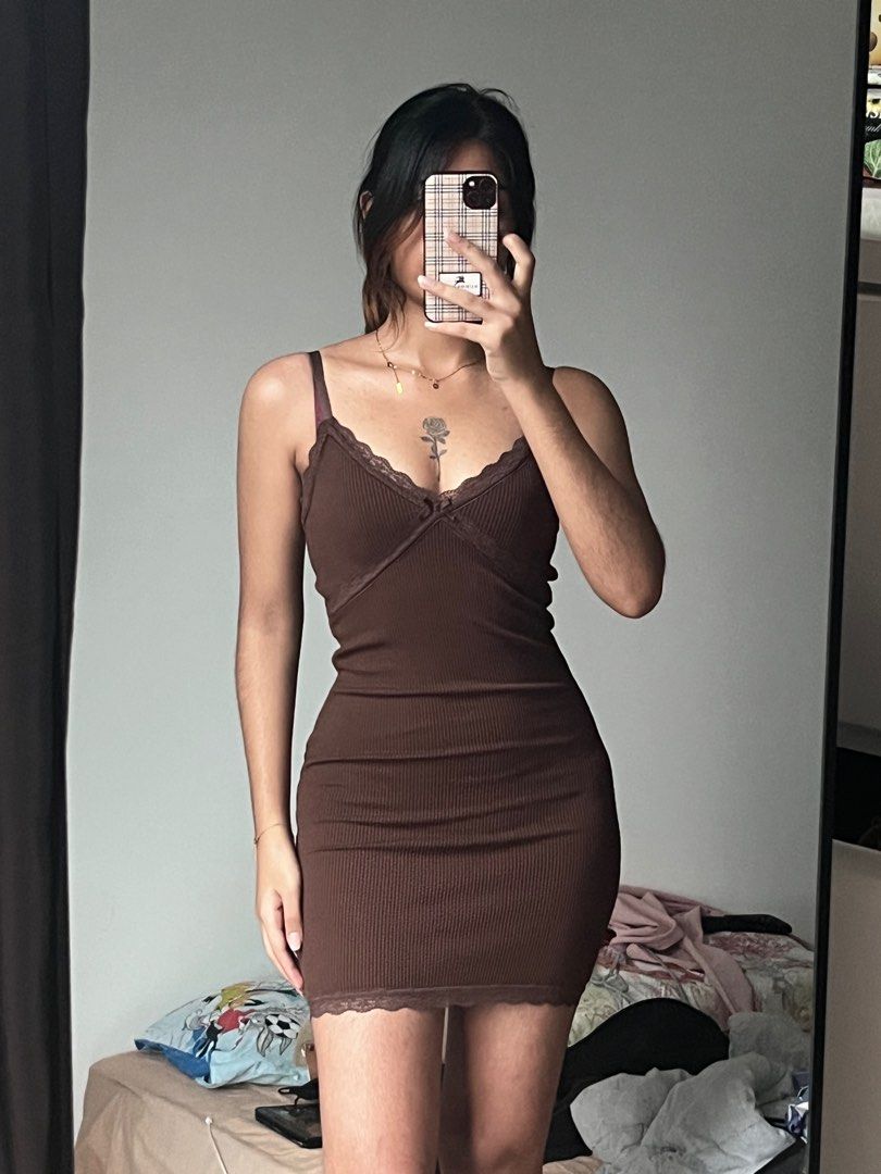 Brown hotsell bodycon dress