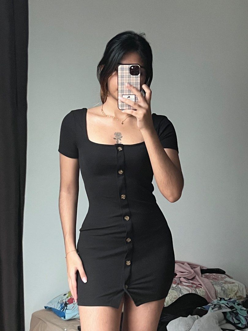 Button bodycon deals dress