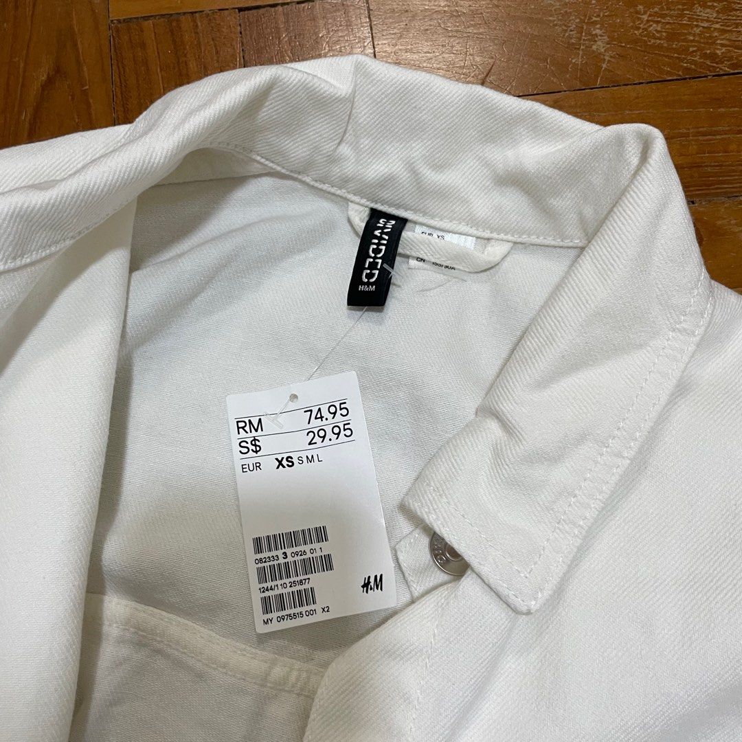 H and m online white denim jacket