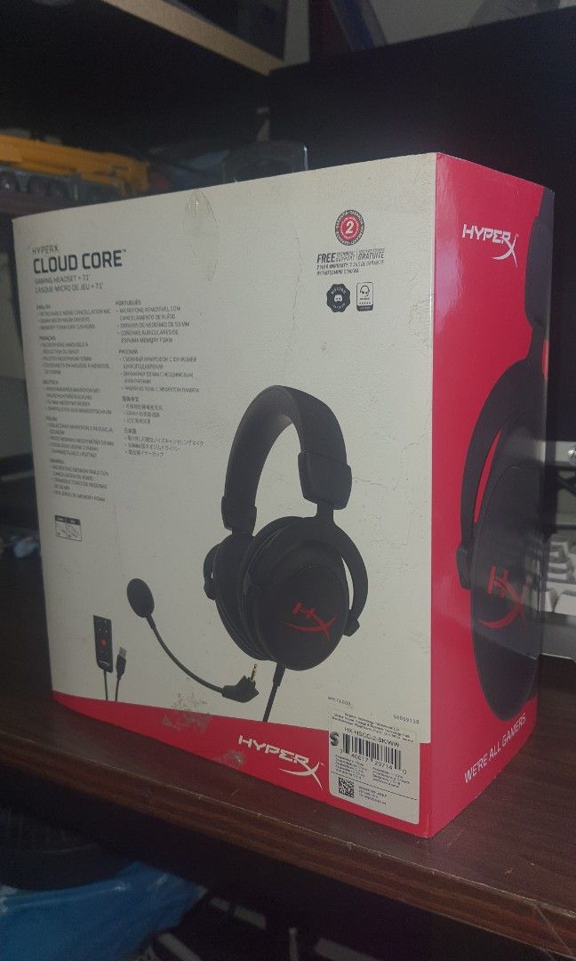 Hyper X Cloud core 7.1 surround sound (Category: Headphones & Headsets) located in Cainta. Submitted by janssen.toydeploy (Listing ID 1236428544, Image 3). Description: opened to see product only..