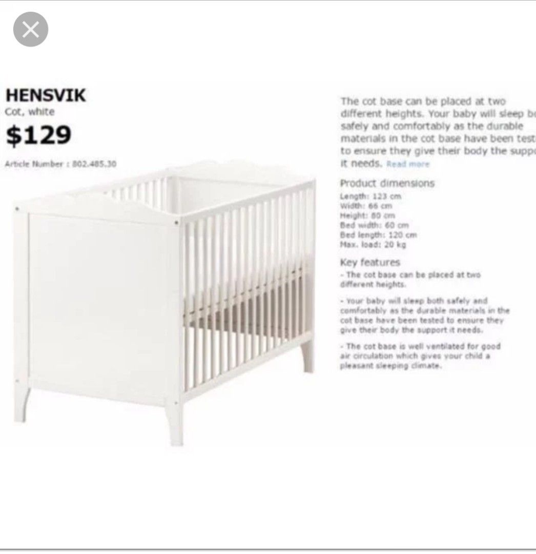 Ikea hensvik cot new arrivals