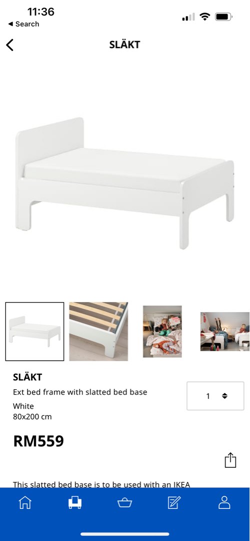 IKEA junior bed (extendable), Furniture & Home Living, Furniture, Bed