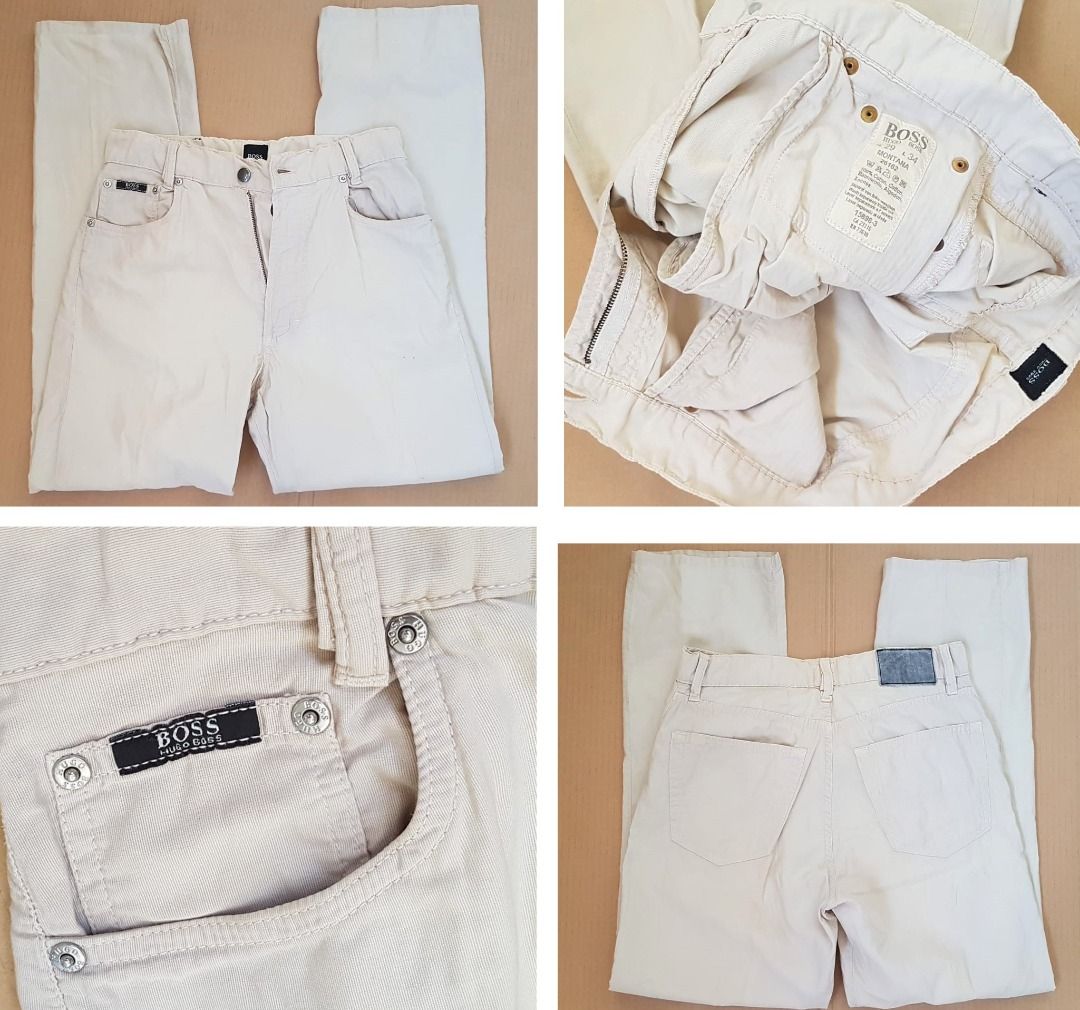 In Vogue Hugo Boss Designer Jeans W29 L34 Luxury Montana Beige Pants Trousers Original Hugo Boss Fashion Vintage Apparels Retro Clothing