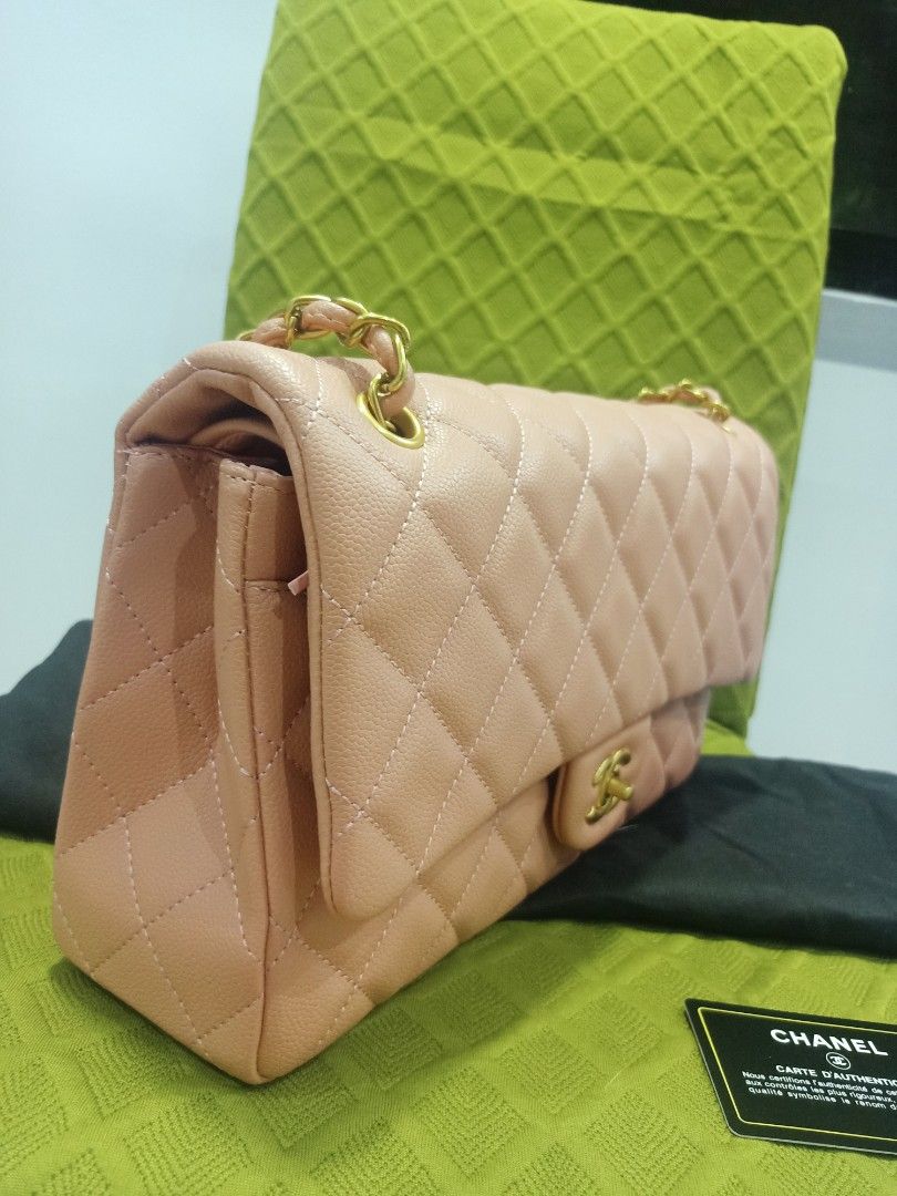 Japan Preloved Double Flap Chanel (Category: Luxury Bags & Wallets) located in Cebu City. Submitted by day.98 (Listing ID 1236558017, Image 3). Description: selected from japan surplus caviar skin leather genuine leather with holo stciker no flaws nude pink.
