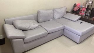 L sofa and dining table