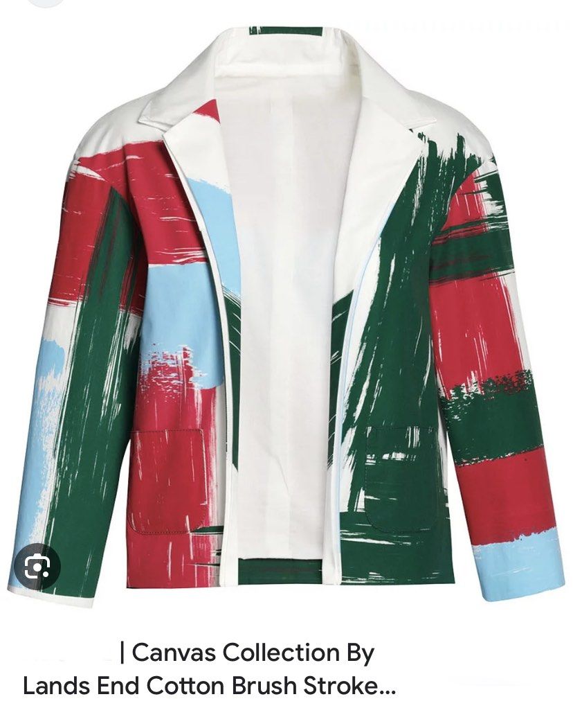 LANDS END Dahlia Brush Stroke Jacket, Women's Fashion, Coats, Jackets