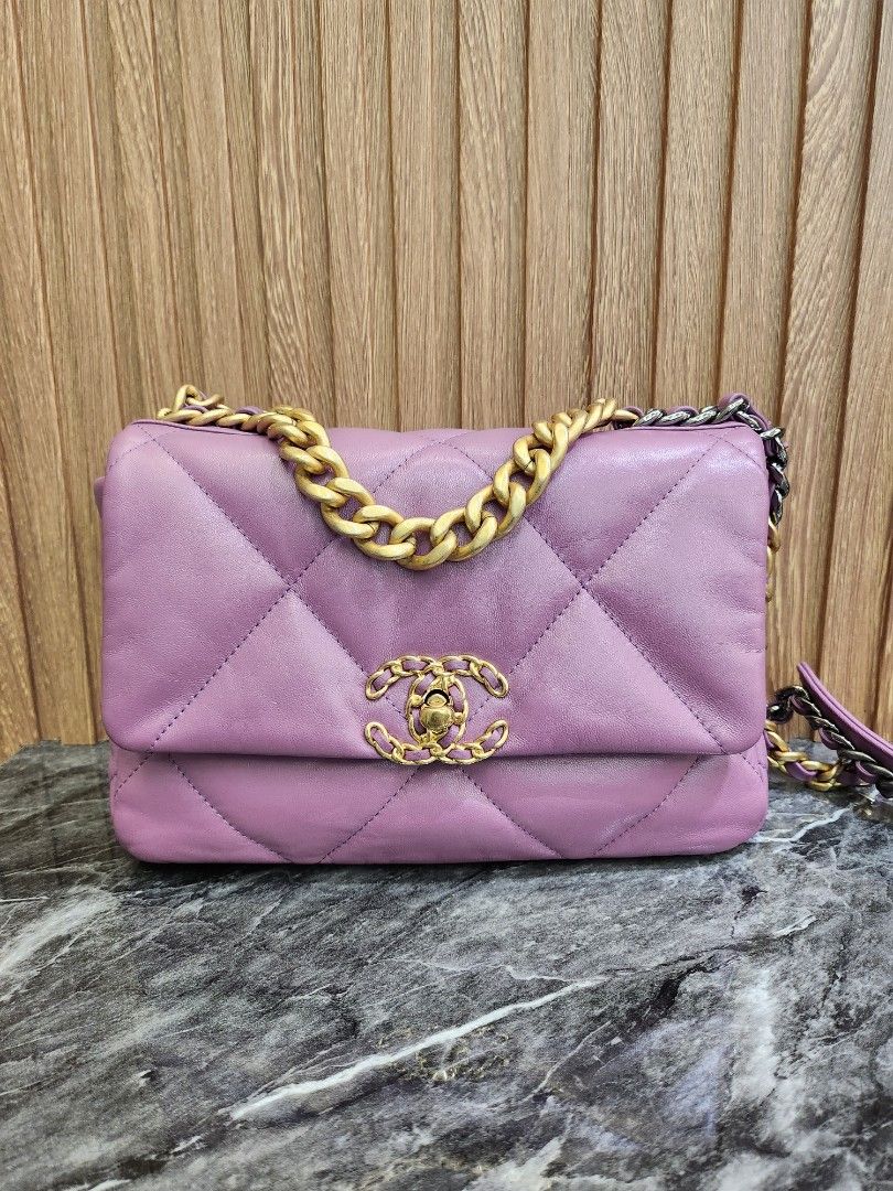 Chanel 19 best sale flap bag purple
