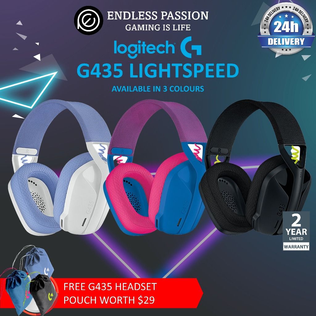 Logitech G435 Lightspeed and Bluetooth Wireless Gaming Headset NT1622