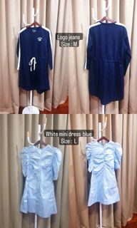 Logo jins size M  & white mini dress size L
