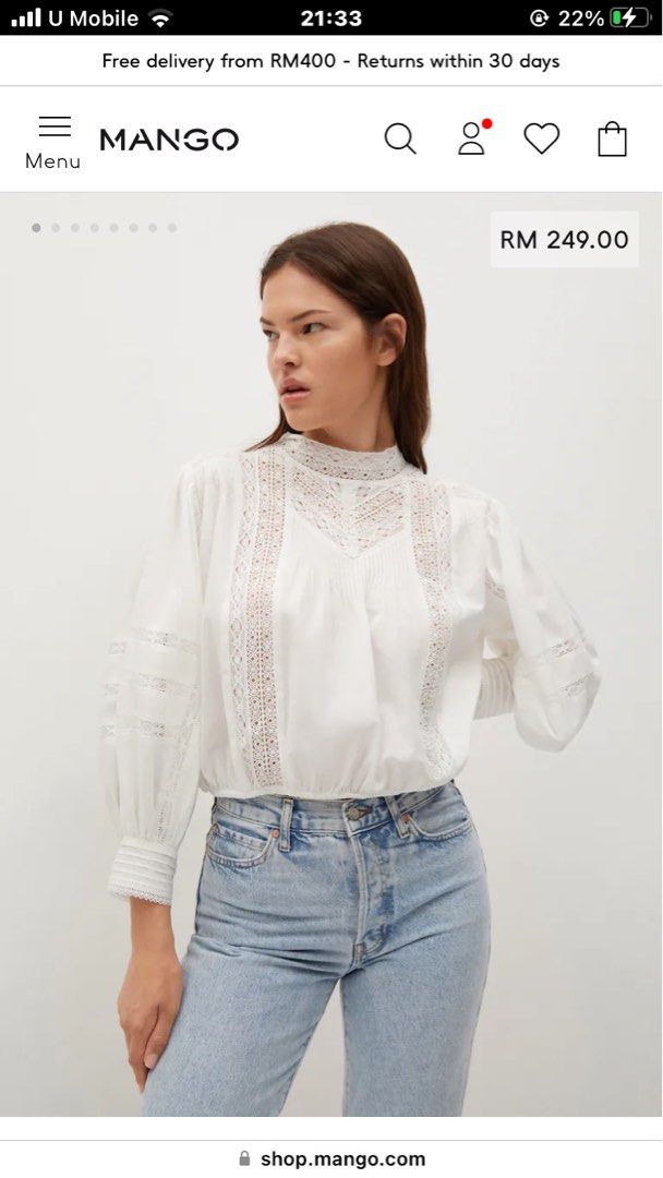 MANGO Embroidered Cotton Blouse  Cotton blouses, Embroidered