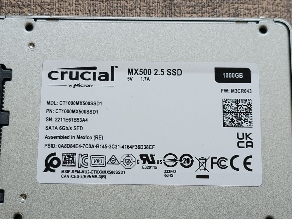 Micron CRUCIAL 1TB SSD MX500 SATA 2.5