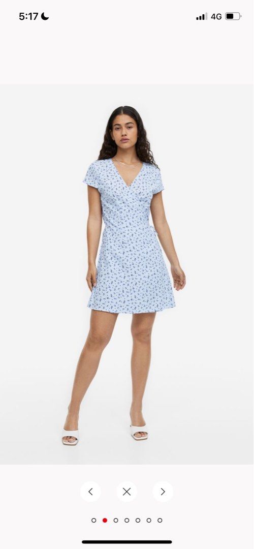 H&M Mini Blue floral wrap dress, Women's Fashion, Dresses & Sets, Dresses  on Carousell