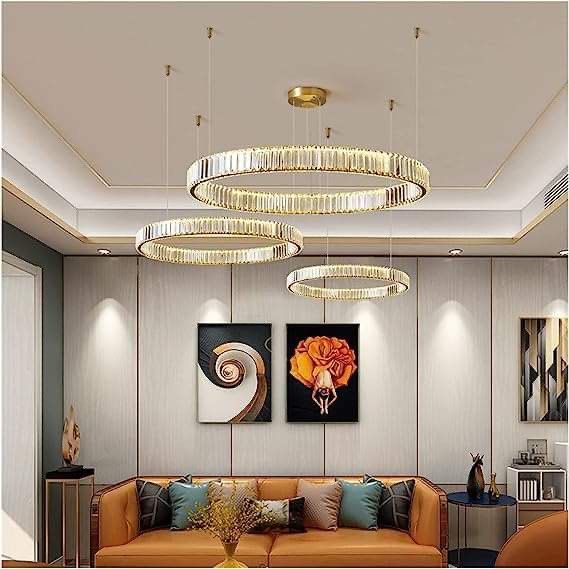 Modern Ring Crystal Chandelier, Furniture & Home Living, Lighting