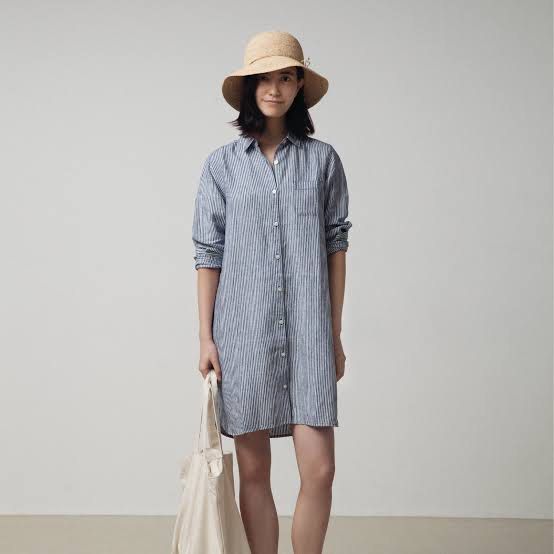 MUJI linen shirt dress on Carousell