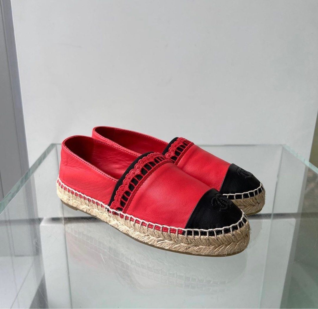 NEW Chanel Espadrilles Red Black Women s Fashion Footwear