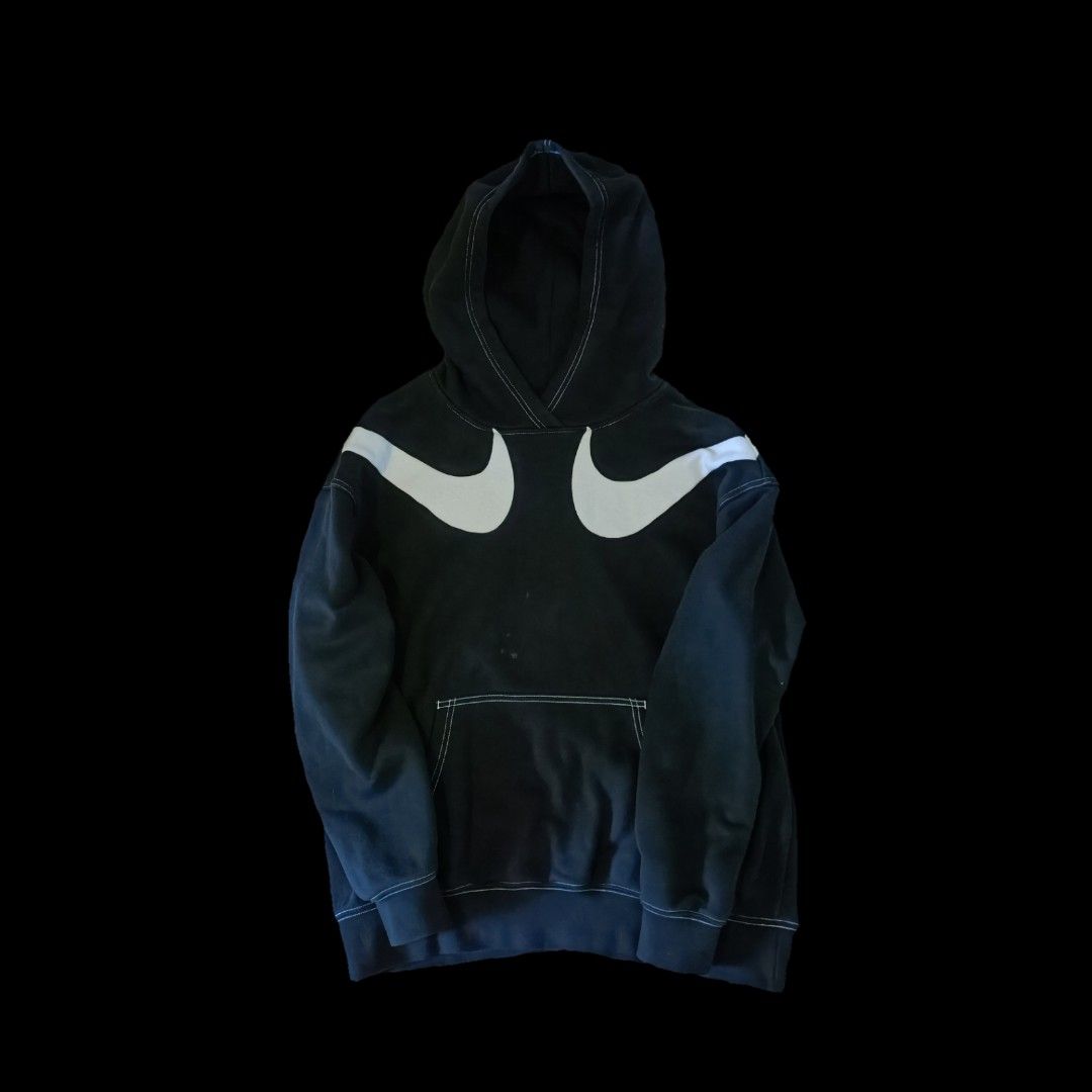 Nike Swoosh Plus oversized hoodie in black with double swoosh logo