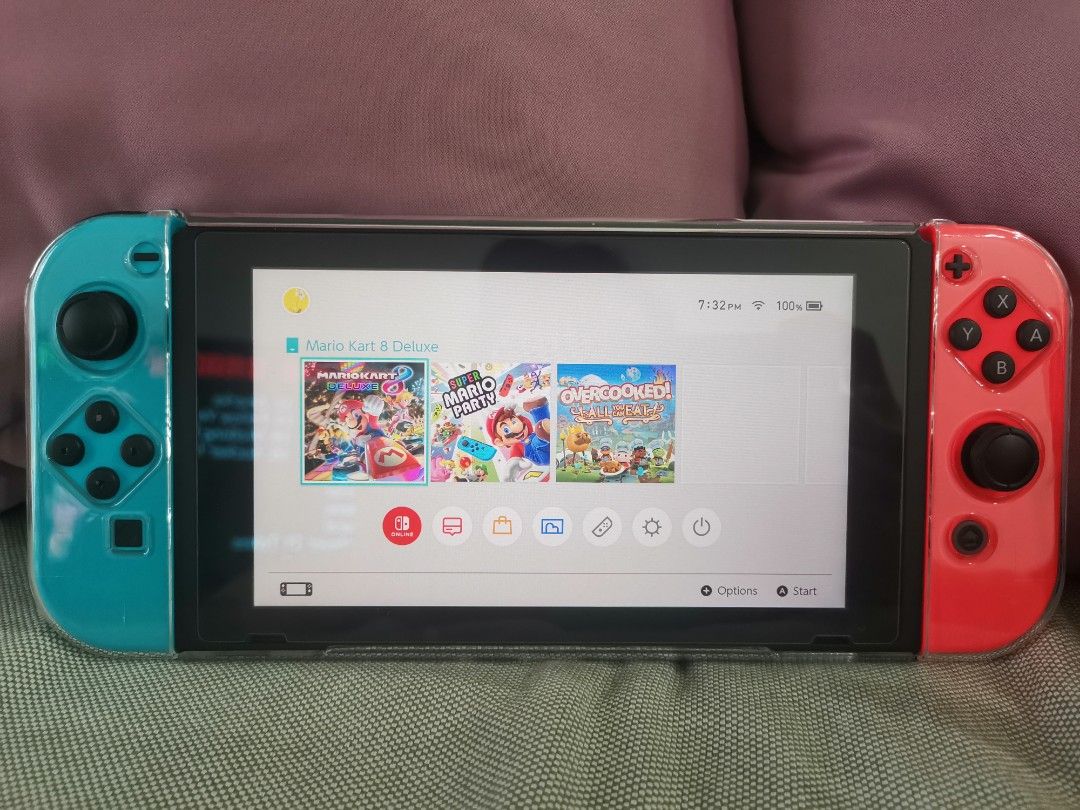 Nintendo Switch Console V1 with 4 Joycon, Video Gaming, Video Game