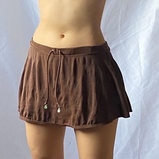 no boundaries drawstring brown skirt