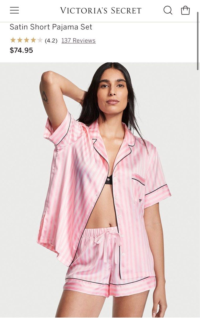 Original Authentic Victoria Secret Silk Shortsleeve Sleepwear Women s Fashion Tops Shirts on Carousell