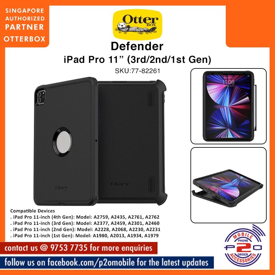 OtterBox Defender Series Pro Case for Apple iPad Pro 11 (4th, 3rd, 2nd,  and 1st Gen) - Black 