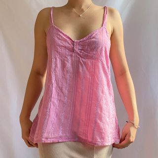 Pink linen babydoll top