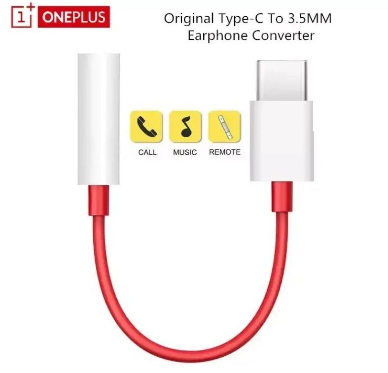 Plug Adaptor (OnePlus Type-C convert to 3.5mm DC jack) Red (Designed mobiles), 手提電話, 電話及其他裝置配件, 其他電子周邊配件及產品- Carousell