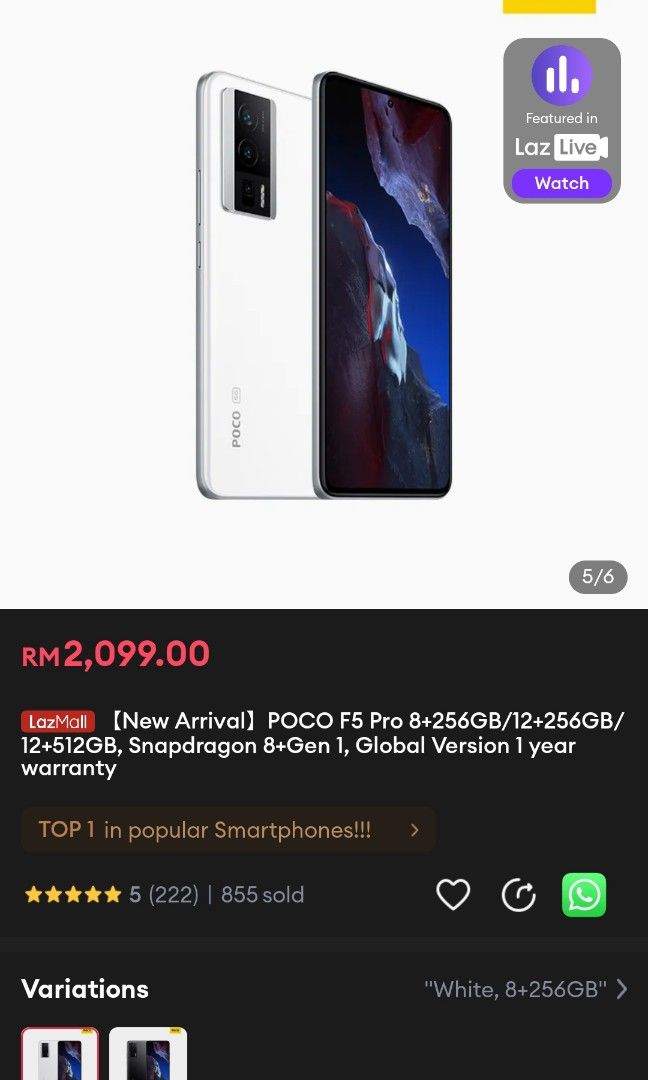 Xiaomi Poco F5 256 GB White