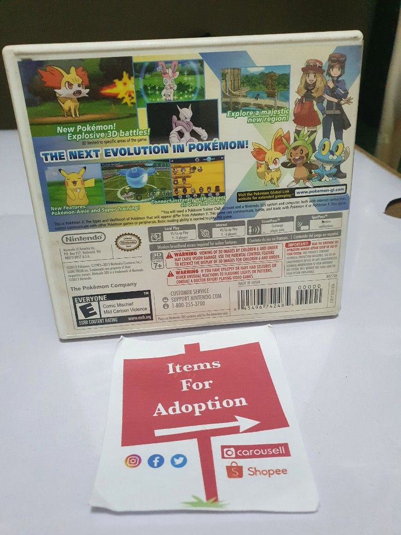 Pokemon X (Nintendo 3DS, Usa) (Category: Nintendo) located in Quezon City. Submitted by itemsforadoption (Listing ID 1236540916, Image 2). Description: Rfs: Its 2023! Happy New Year! Hoping you have a good year ahead of you! If you have questions feel free to send a message. Though I'll most likely be able to reply from 10am to 8pm. Please be patient and understanding. Decluttering games and items that I've picked up or for friends and family. Po